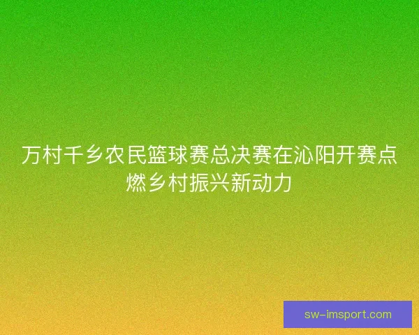万村千乡农民篮球赛总决赛在沁阳开赛点燃乡村振兴新动力 万村千乡农民篮球赛总决赛在沁阳开赛点燃乡村振兴新动力